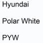 Preview: Hyundai, Polar White, PYW.